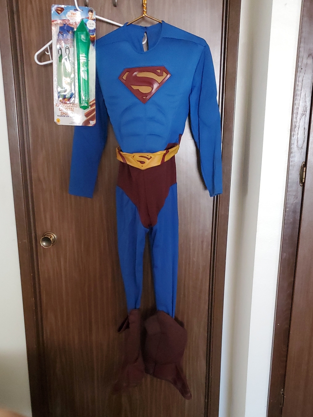 Blue Superhero Adult Costume with Gold Belt